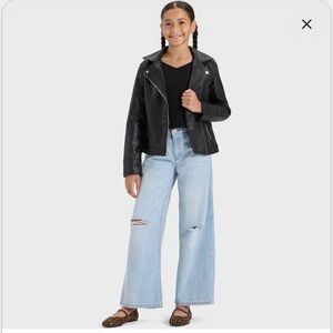 NWOT art class Black Faux Leather Moto Jacket with Silver Hardware